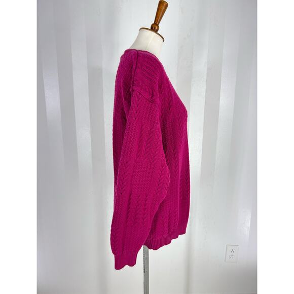 SADDLEBRED Women’s Fuchsia Textured Sweater Sz L - Picture 2 of 8